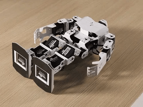 H5S humanoid robot lying on its back with articulated arms and legs visible