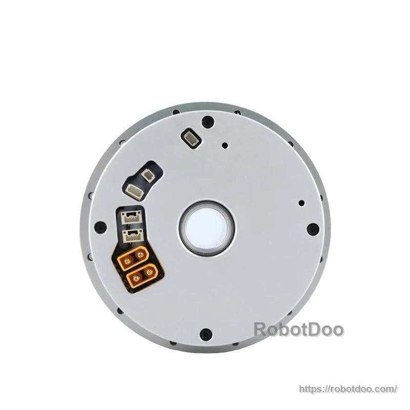 Rear face of motor module showing connector ports and circular center opening