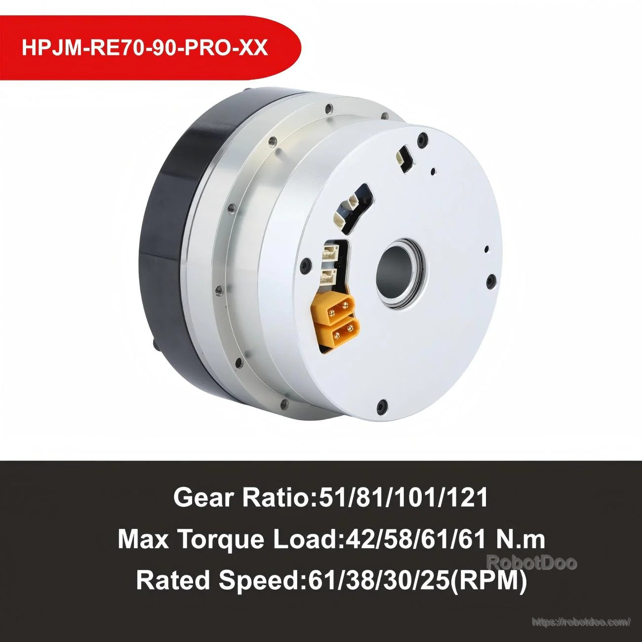 HONPINE HPJM-RE70-90-PRO-XX robot joint motor module with CAN ports and hollow-shaft output face