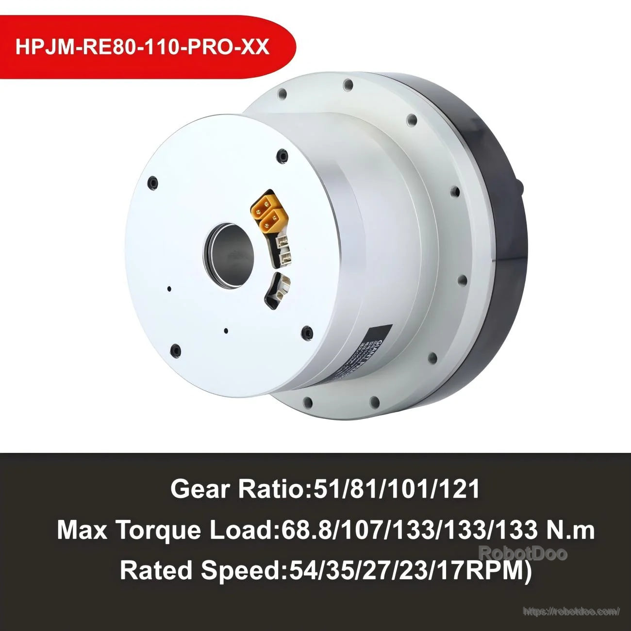 HONPINE HPJM-RE80-110-PRO-XX robotic joint motor module with 51/81/101/121 gear ratios and hollow shaft