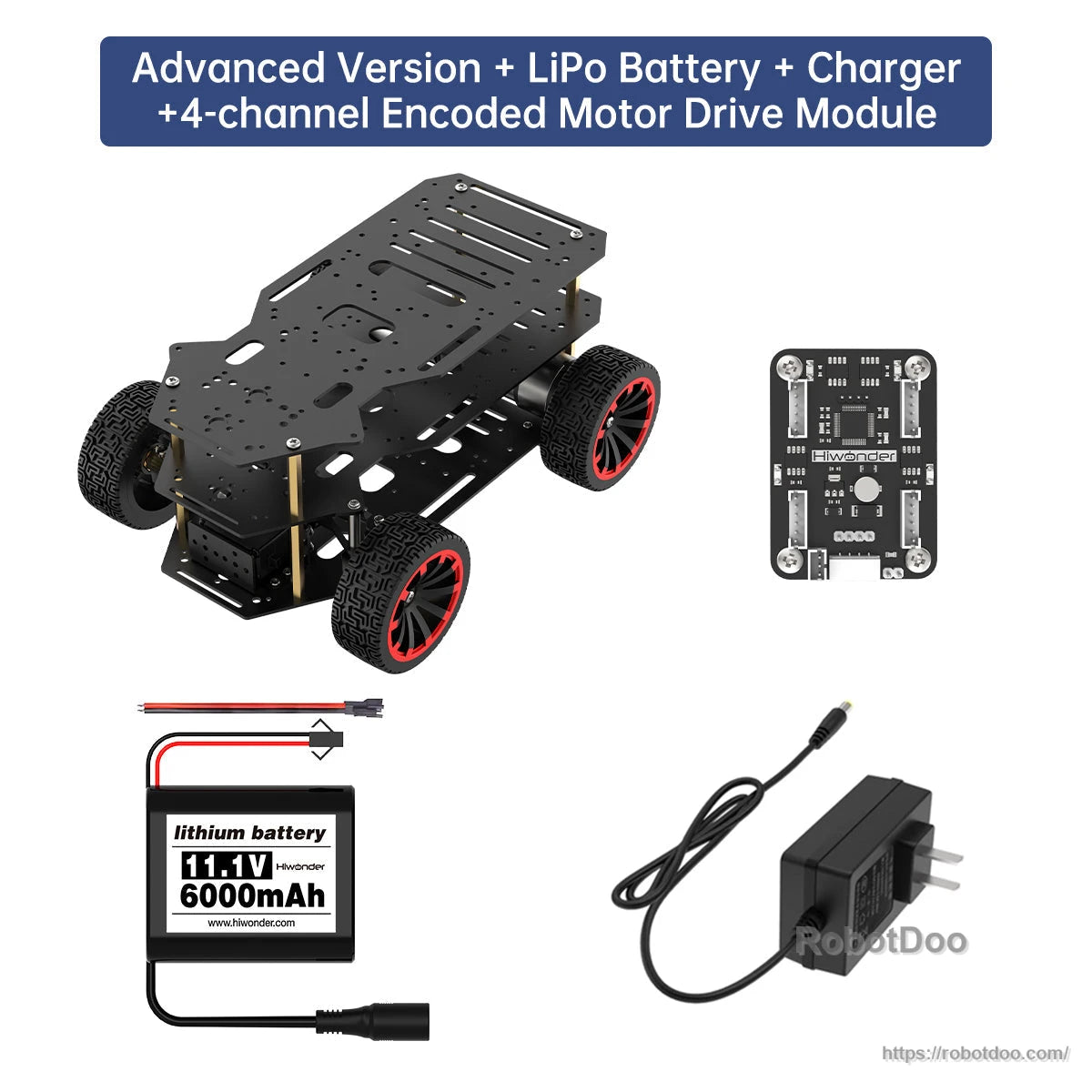 Advanced version kit with 11.1V 6000mAh LiPo battery, charger, and motor drive module