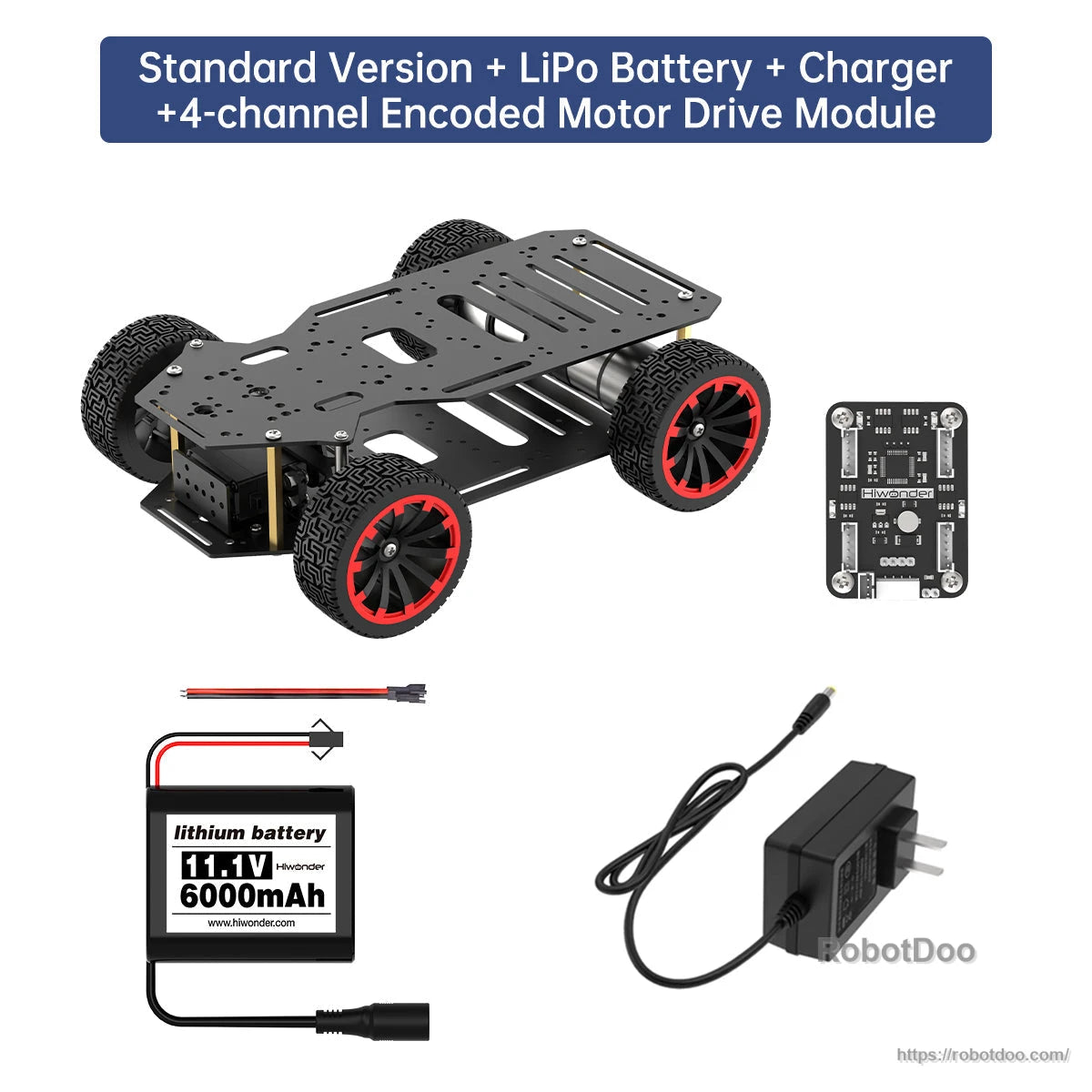 Standard version kit with 11.1V 6000mAh LiPo battery, charger, and motor drive module