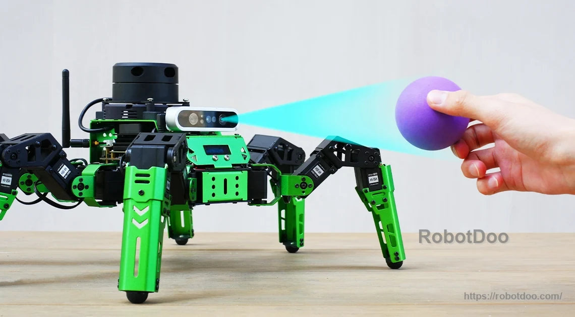 JetHexa ROS hexapod using color recognition to detect a purple ball