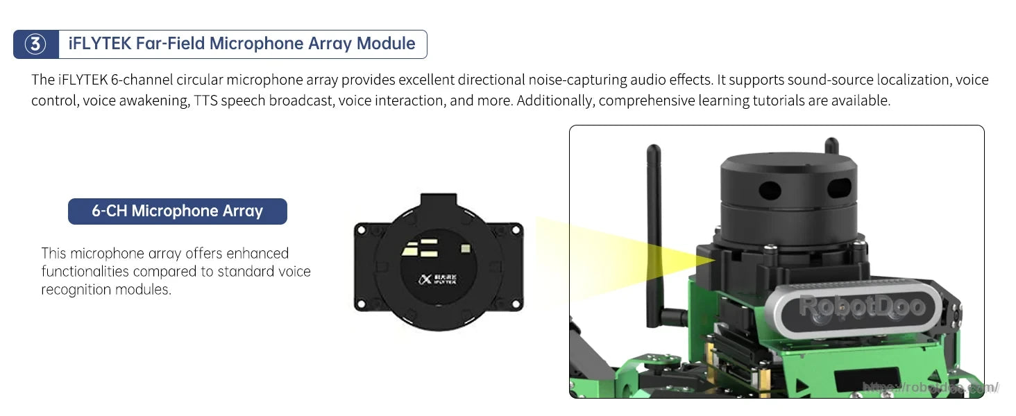 Hiwonder JetHexa ROS hexapod robot with 6-channel circular microphone array module for voice recognition