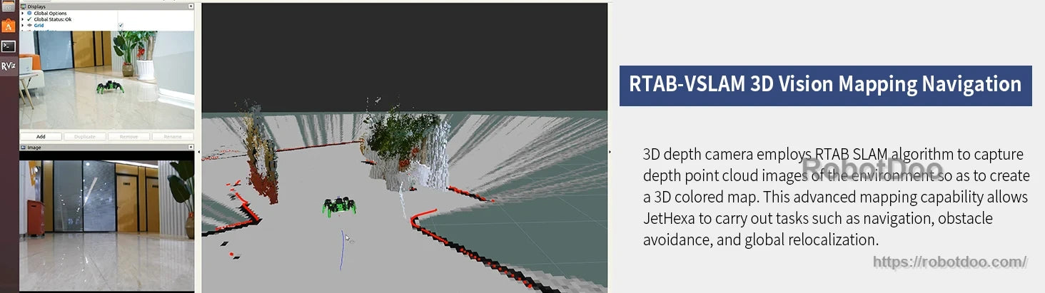 RTAB-VSLAM 3D mapping and navigation interface using JetHexa depth camera data