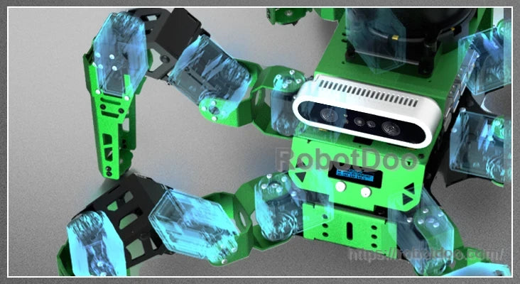 JetHexa hexapod leg assembly with highlighted intelligent serial bus servo joints