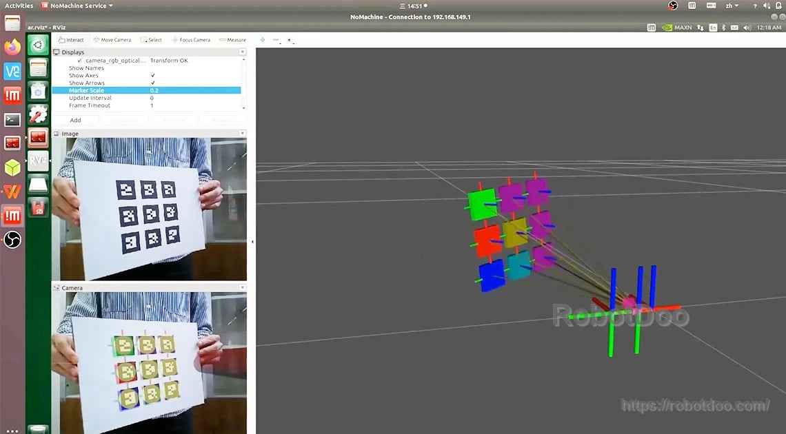 ARTag pose-estimation display and 3D marker visualization in RViz