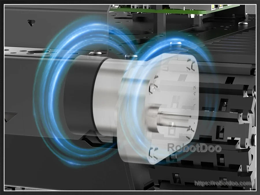 Hall encoder DC geared motor driving the MentorPi tracked wheel assembly