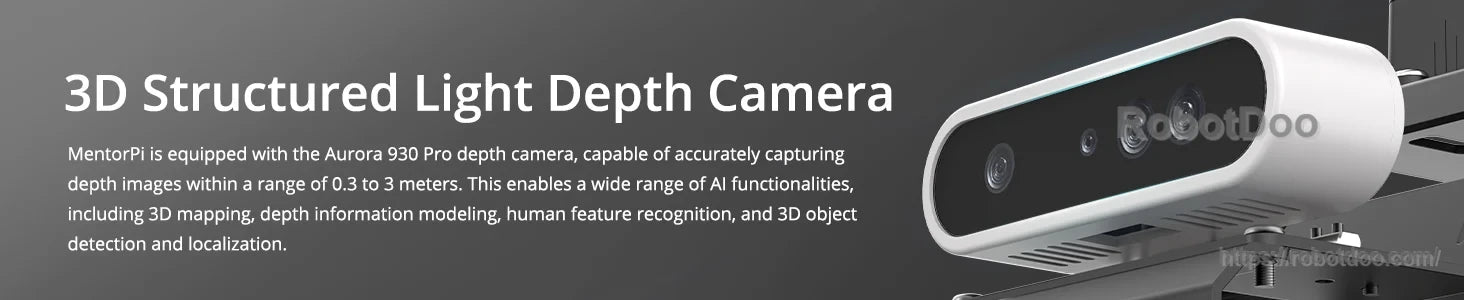 Hiwonder MentorPi T1 Raspberry Pi 5 ROS2 robot with 3D structured-light depth camera module