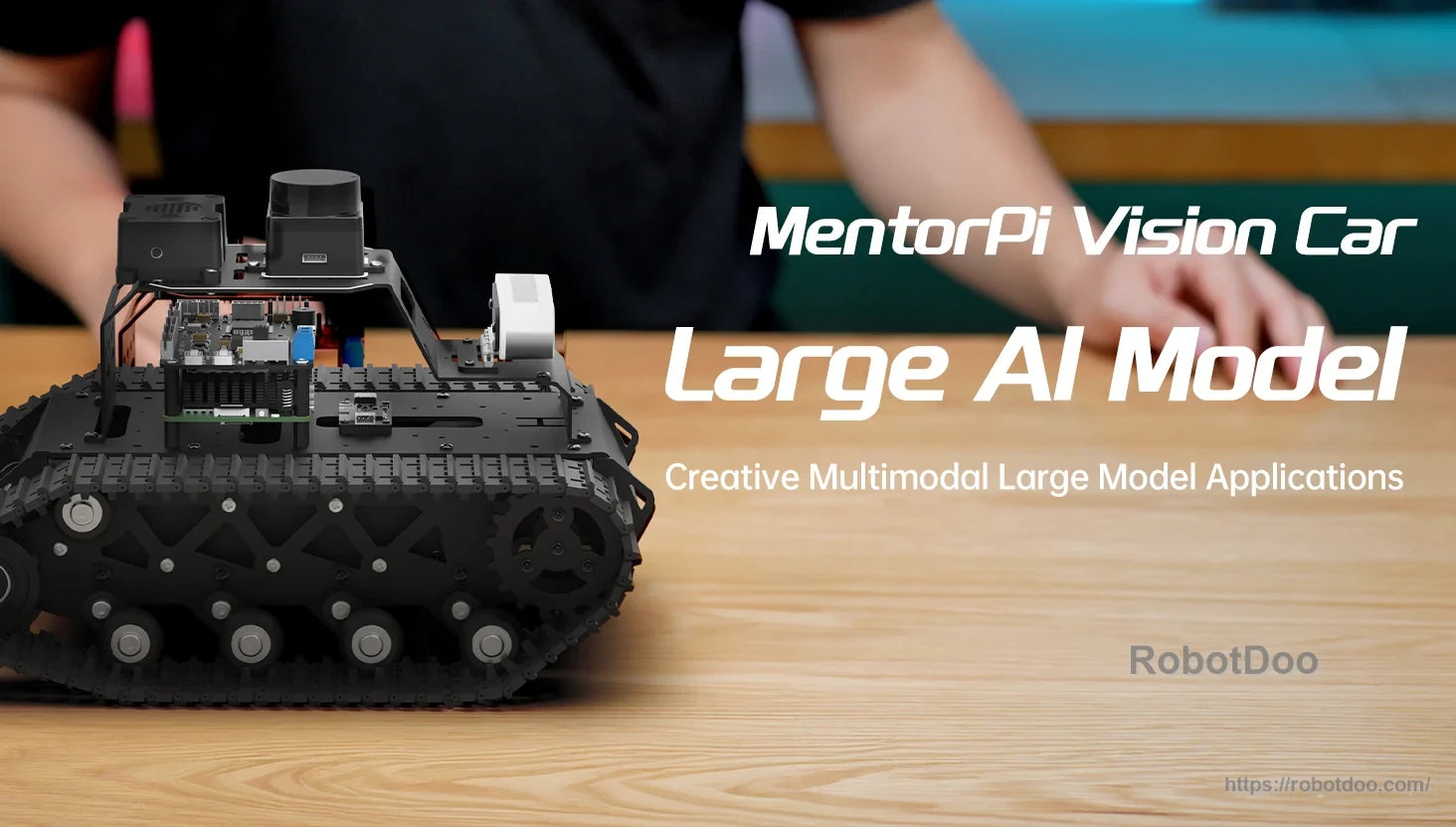 MentorPi Vision Car on a tabletop for multimodal large AI model applications