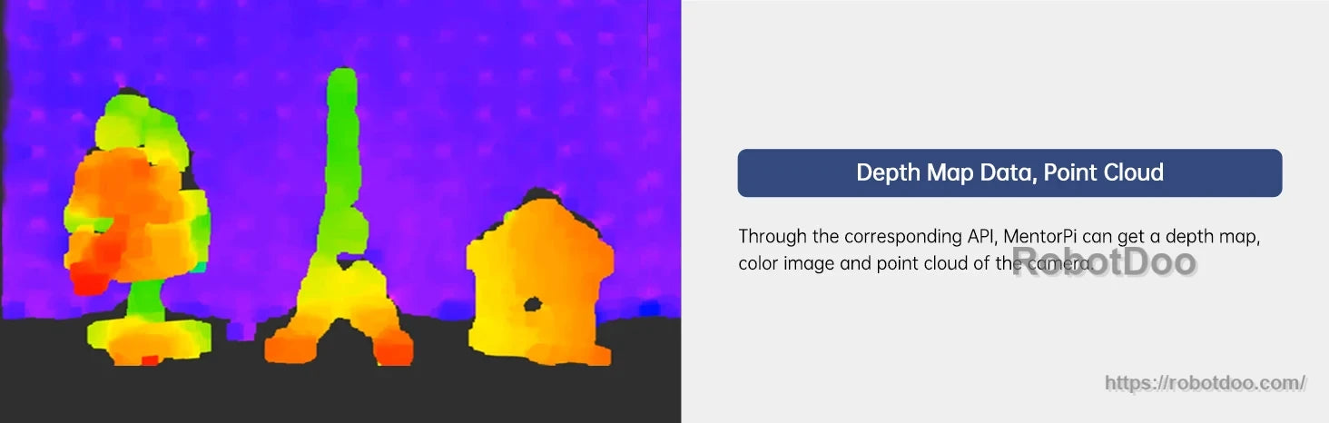Depth map and point cloud visualization for the Hiwonder MentorPi T1 Raspberry Pi 5 ROS2 robot