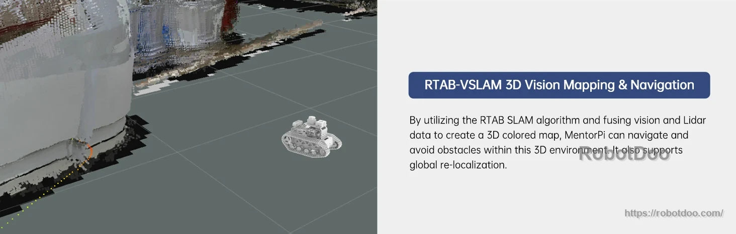 Hiwonder MentorPi T1 ROS2 robot using RTAB-VSLAM for 3D vision mapping and navigation