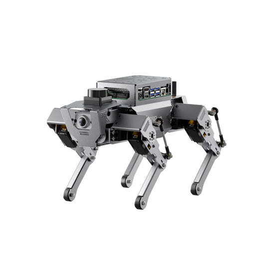 Hiwonder ROSPug 12DOF Quadruped Bionic Robot shown in a three-quarter front product view