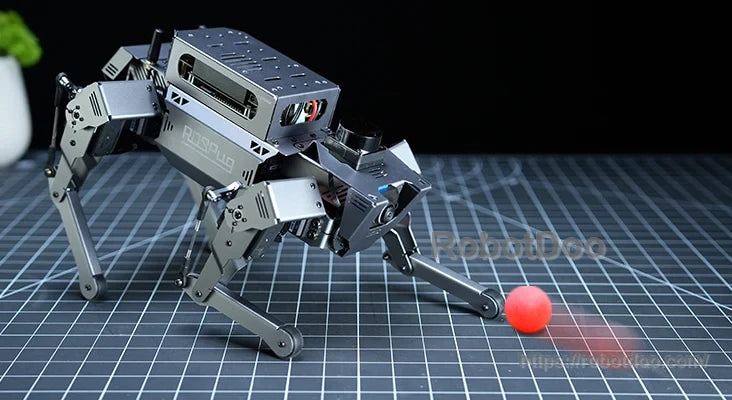 ROSPug robot tracking a red ball with its front-mounted HD wide-angle camera