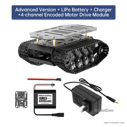 Advanced double-layer chassis kit with LiPo battery, charger, cables, and motor drive module