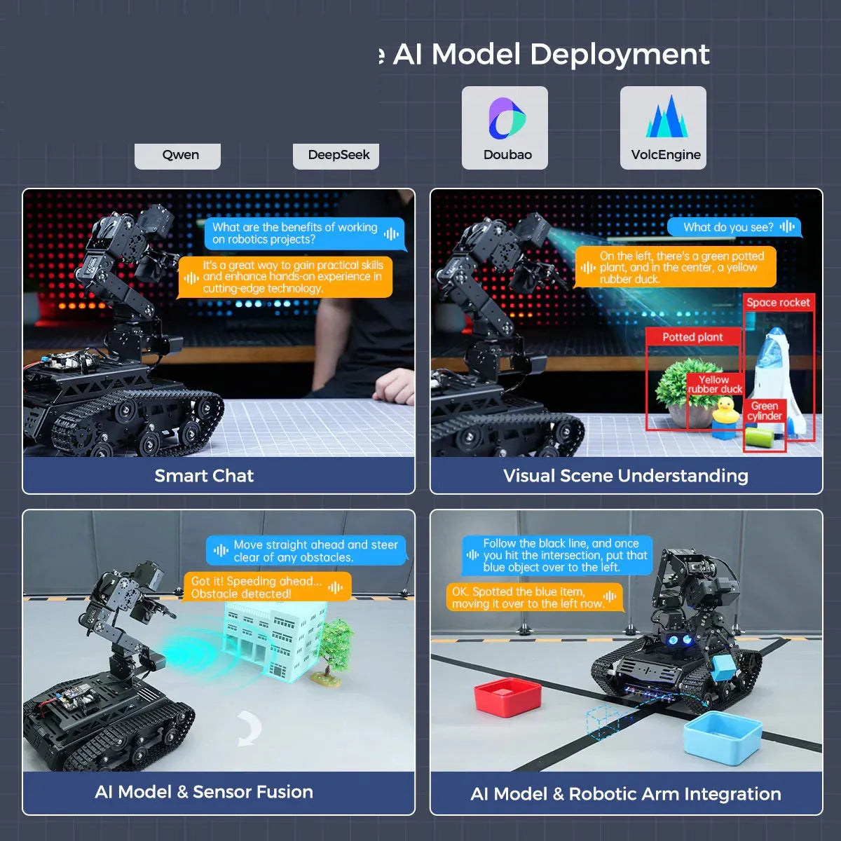 Hiwonder Tankbot ESP32-S3 AI Tank Robot AI model deployment and scene-understanding applications
