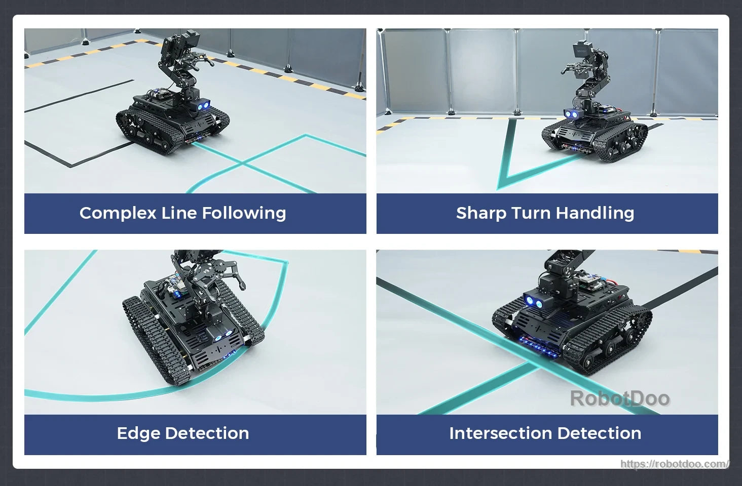 Hiwonder Tankbot ESP32-S3 AI tank robot navigating line paths with edge, turn and intersection detection