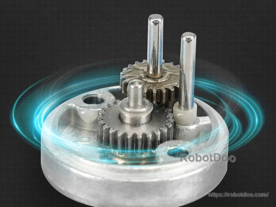 Metal reduction gear assembly with steel pinion gears and output shafts for the Hiwonder Tankbot robot