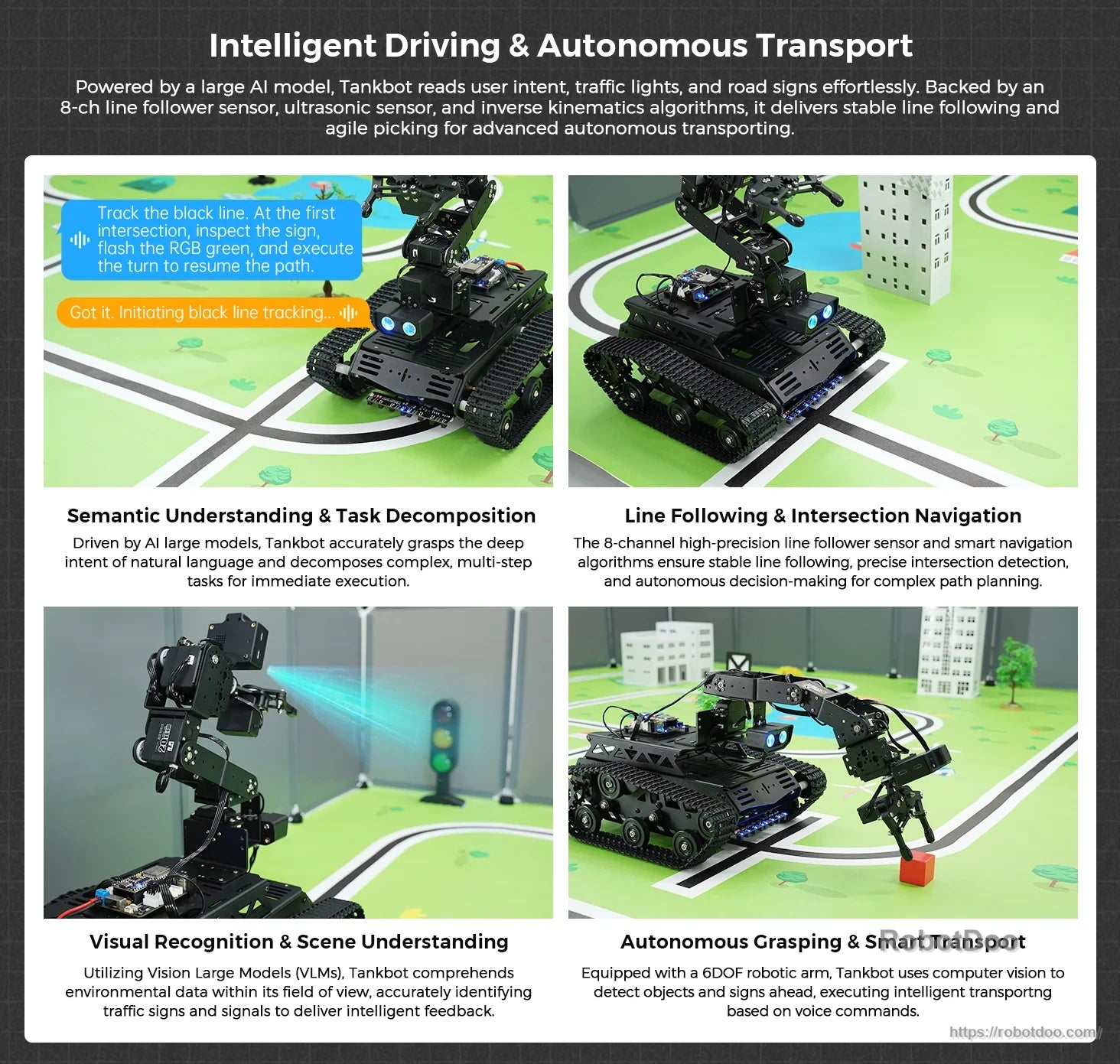 Hiwonder Tankbot ESP32-S3 AI tank robot with tracked chassis, robotic arm, line following and object recognition