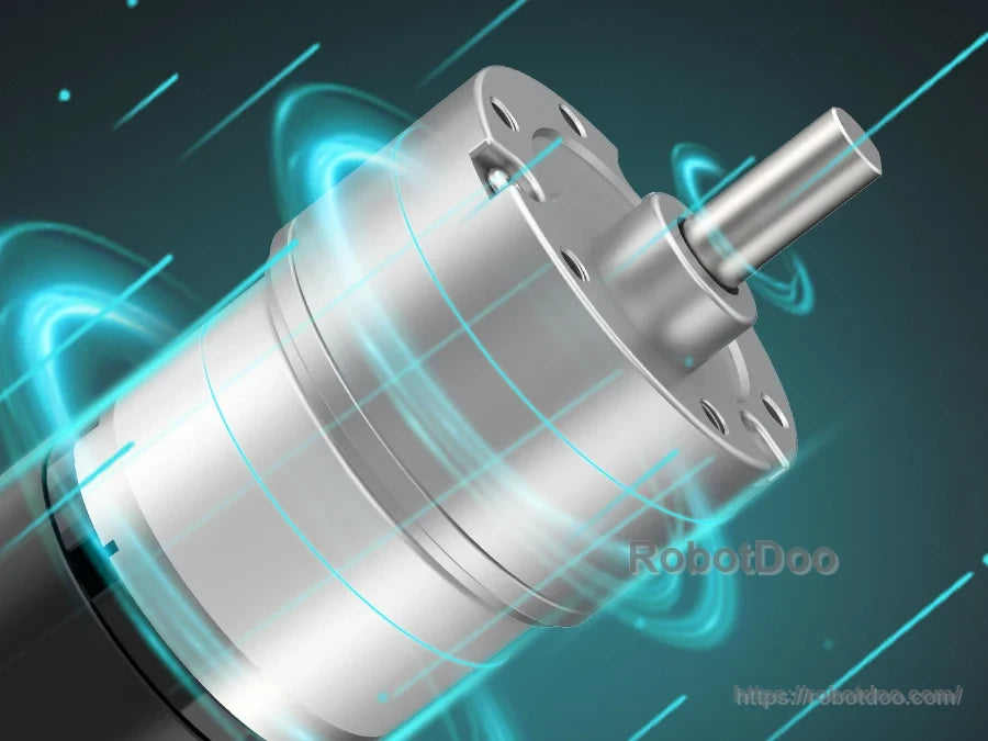 Metal gearmotor with cylindrical gearbox, mounting flange, and output shaft for the Hiwonder Tankbot robot