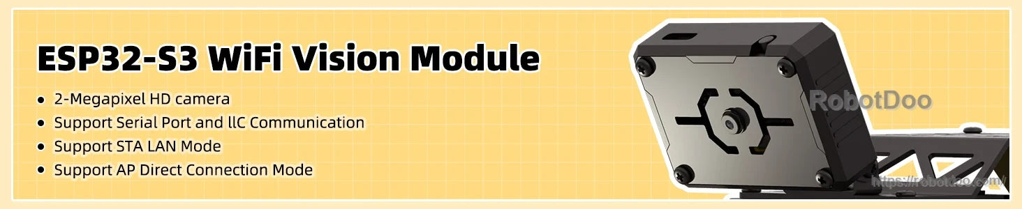 ESP32-S3 WiFi vision module with 2-megapixel camera for miniAuto robot