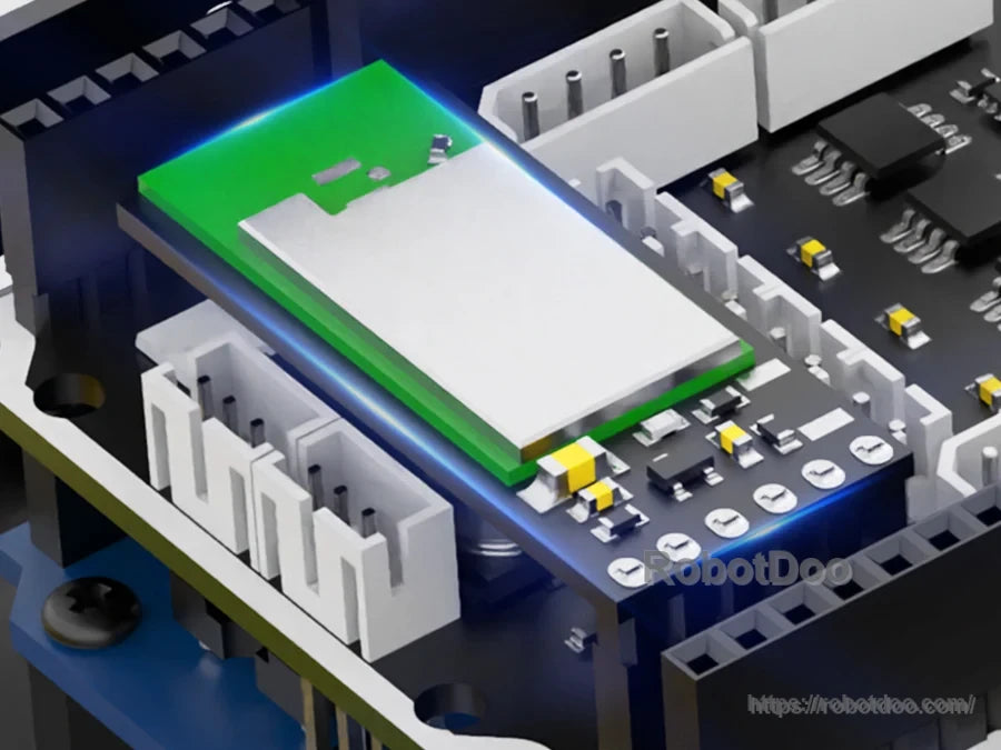 Close-up of the ESP32-S3 WiFi vision module circuit board on miniAuto