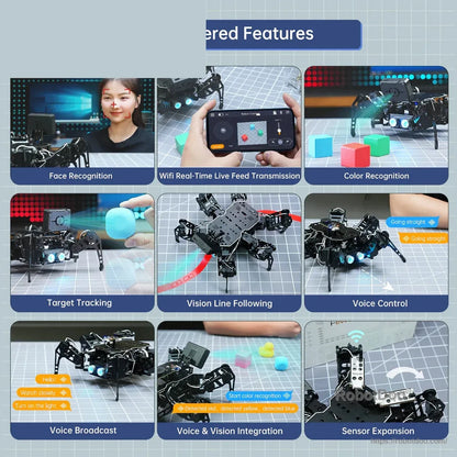 Hiwonder miniHexa 18DOF AI Hexapod Robot with ESP32 Vision and Voice for Arduino Learning