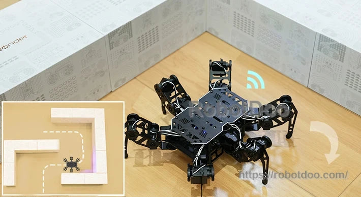 Hexapod robot navigating near a raised edge for infrared edge-detection fall prevention