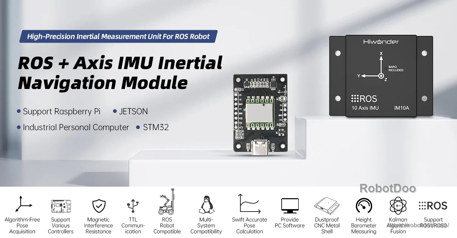 Hiwonder IM10A 10-axis IMU inertial navigation module for ROS robots, USB Type-C, 200Hz output