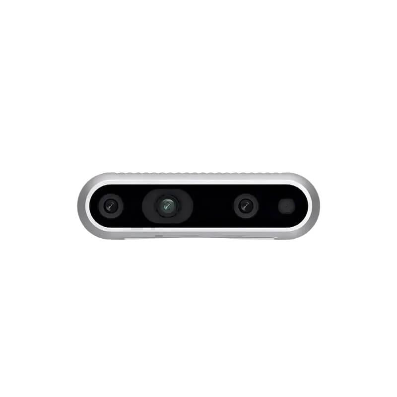 Intel RealSense D435if depth camera front view with stereo lenses and IR sensors