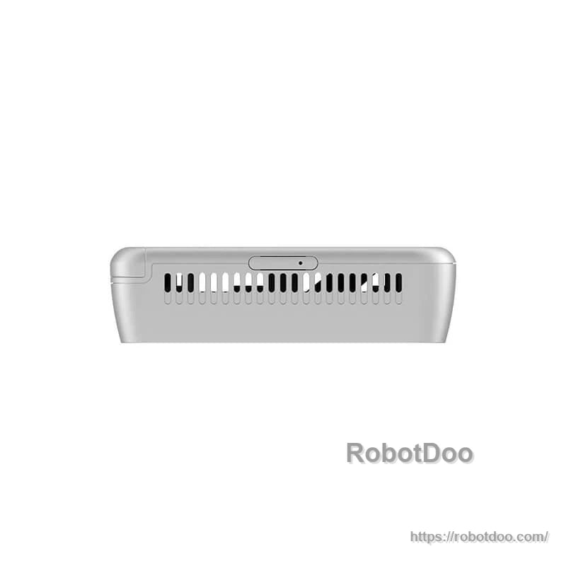 Top edge view showing ventilation slots and centered USB-C port opening on the camera
