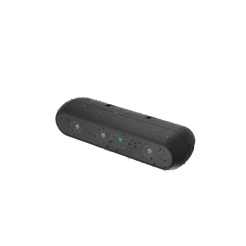 Intel RealSense D555 PoE depth camera, front view with stereo lenses and IR projector in rugged housing