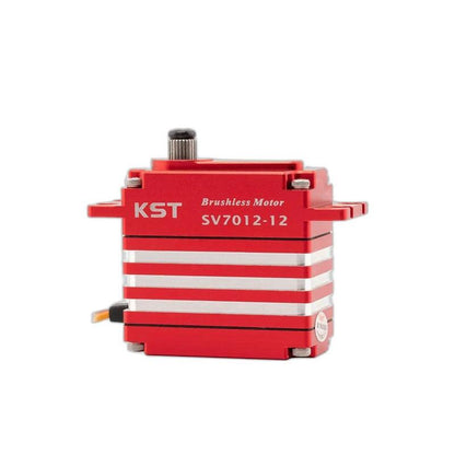KST SV7012-12 SHV 12V brushless servo motor, red aluminum case with silver heatsink fins