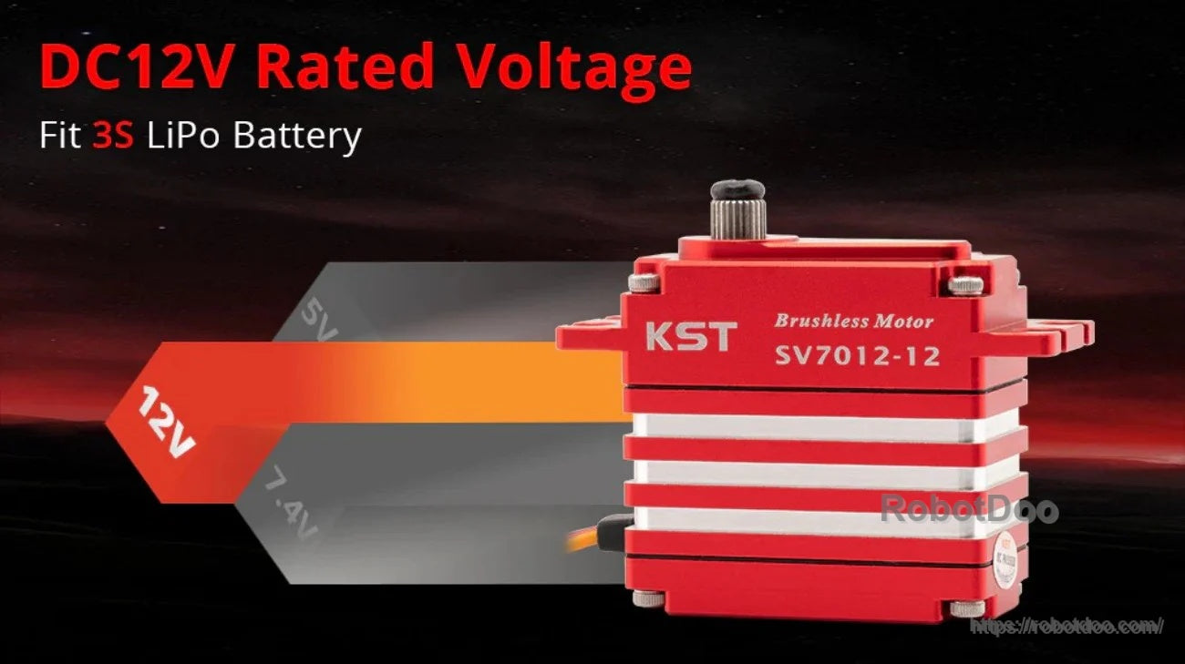 KST SV7012-12 SHV 12V brushless servo motor rated DC 12V and compatible with 3S LiPo power systems
