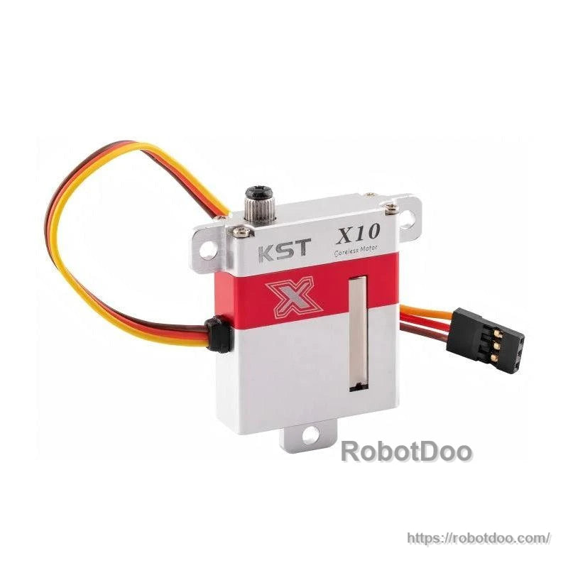 Angled view showing servo lead and close-up of 3-pin connector on cable