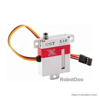 Angled view showing servo lead and close-up of 3-pin connector on cable
