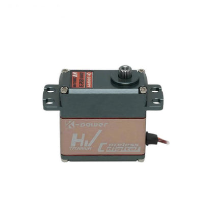 Side profile of Kpower DHV823 servo showing mounting tabs, top screws, and output spline centered