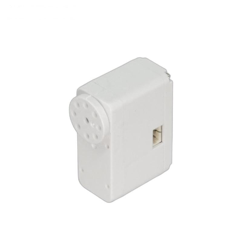 White micro servo motor side view showing rectangular bus connector port