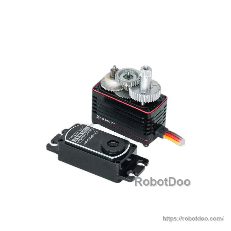 Kpower HBL835 Servo Motor opened showing metal gear train and separated top cover