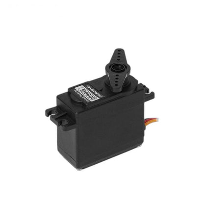 Kpower M0600 analog servo motor with single arm servo horn installed, angled top view