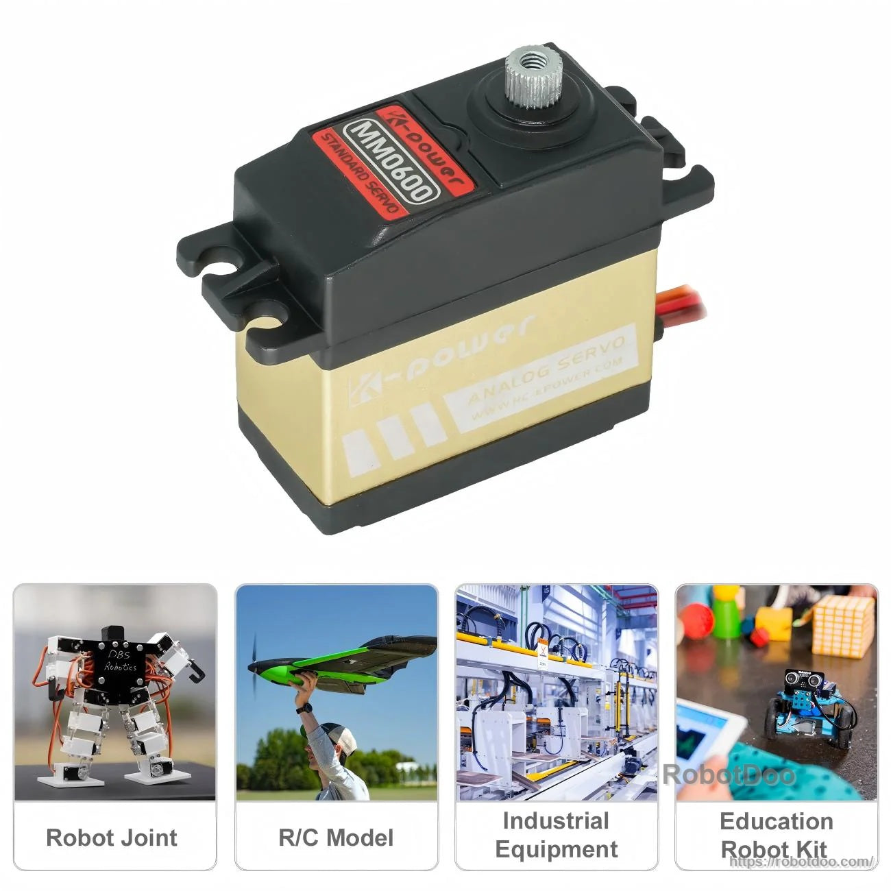Kpower MM0600 servo motor, compact standard servo with 25T output spline for robotics and automation