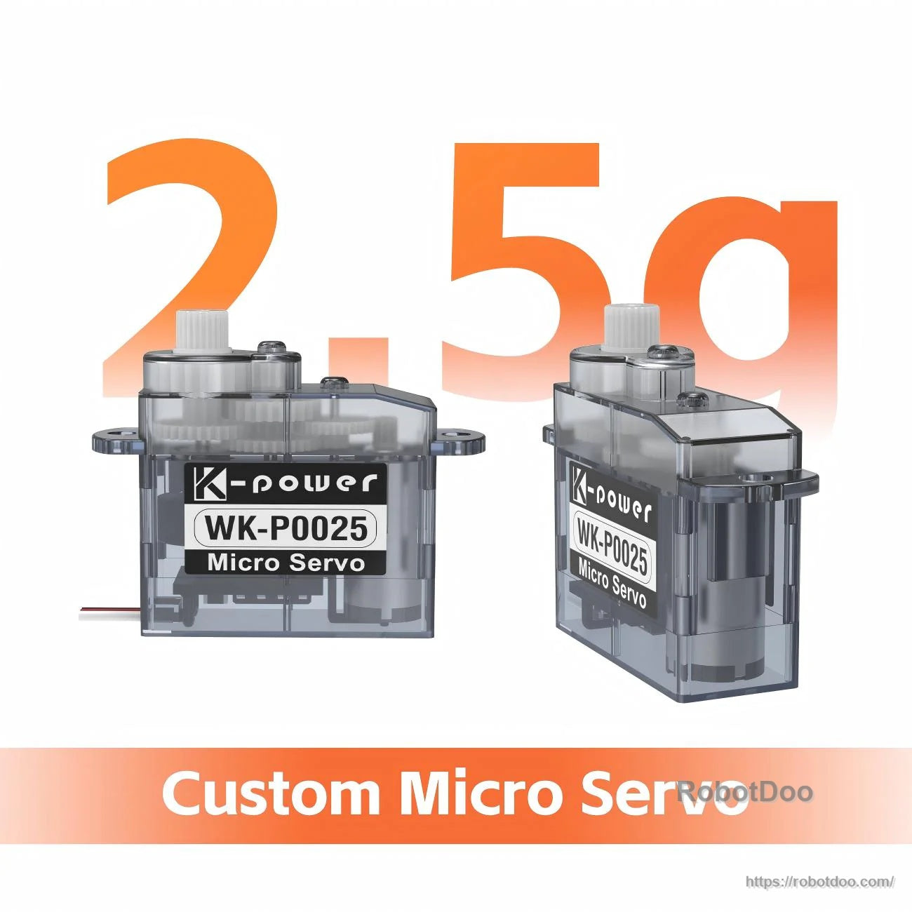 Kpower WK-P0025 (P0025) 2.5g micro servo motor, transparent case with 20T output spline