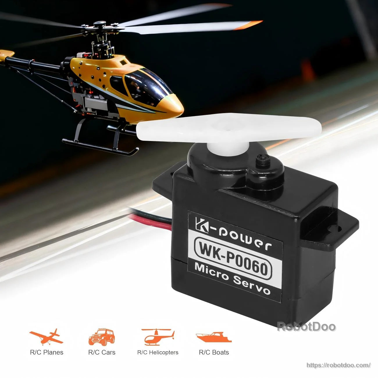 Kpower WK-P0060 (P0060) 6g micro servo motor with horn fitted, for RC planes, cars and helicopters