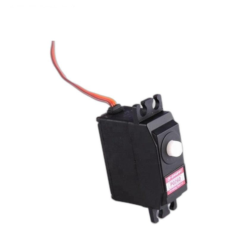 Kpower P0260 servo motor front label view with white output shaft and 3-wire lead
