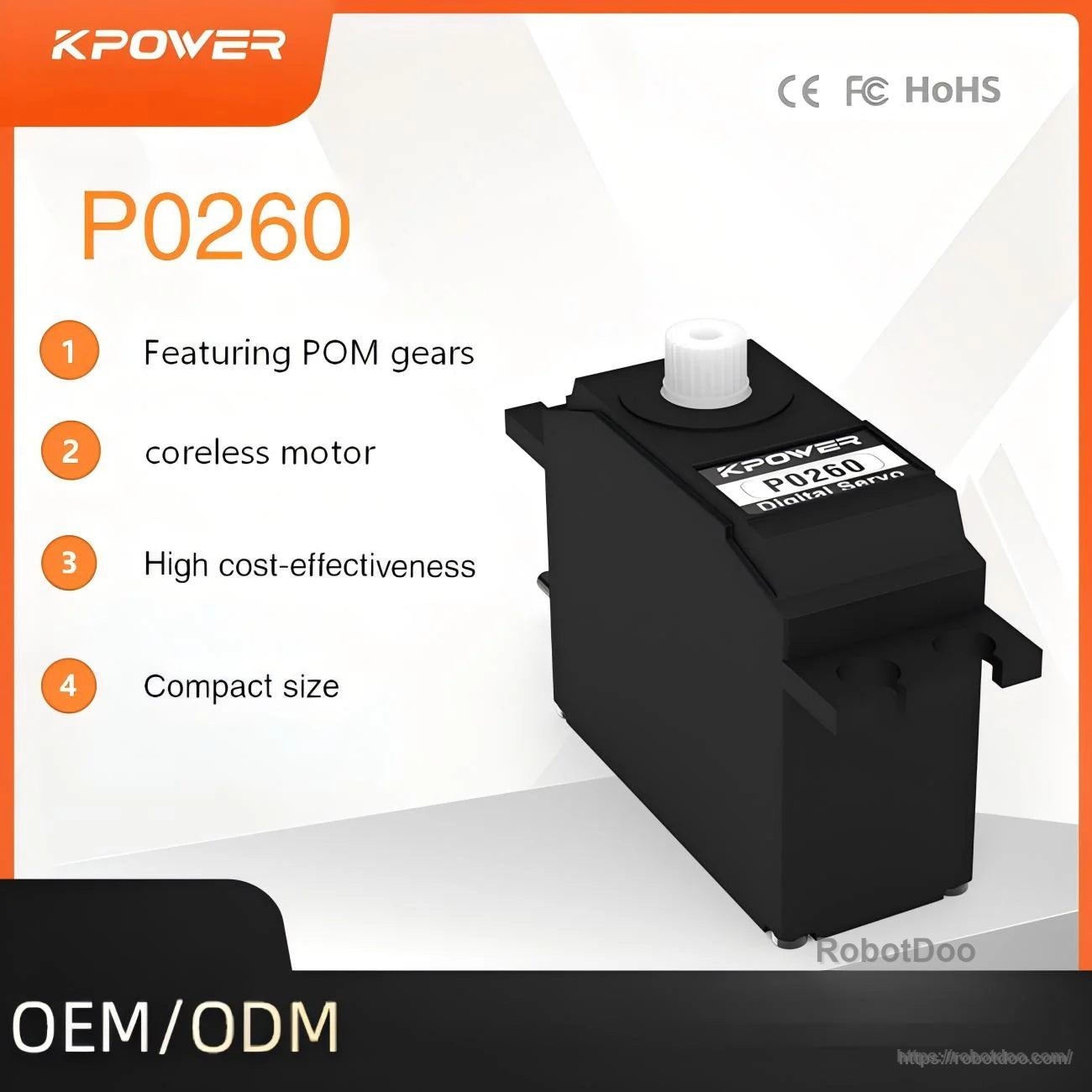 Kpower P0260 servo motor micro plastic-gear servo with compact body for robotics joints and small actuators