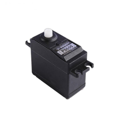 Kpower P0600 servo motor three-quarter view highlighting top label and dual mounting ears