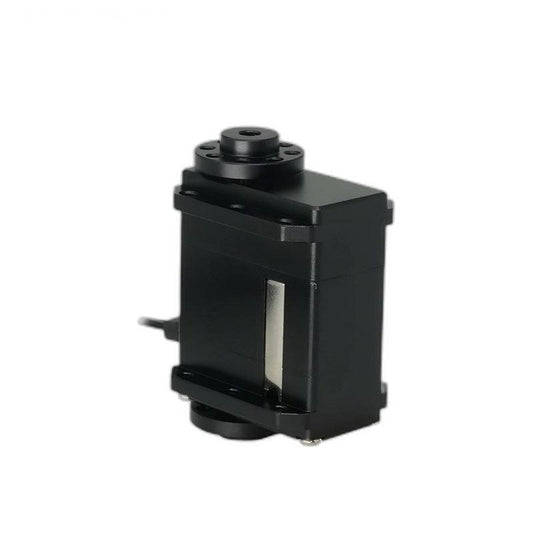 Kpower RC05P servo motor in black housing, angled view showing output spline and mounting flanges