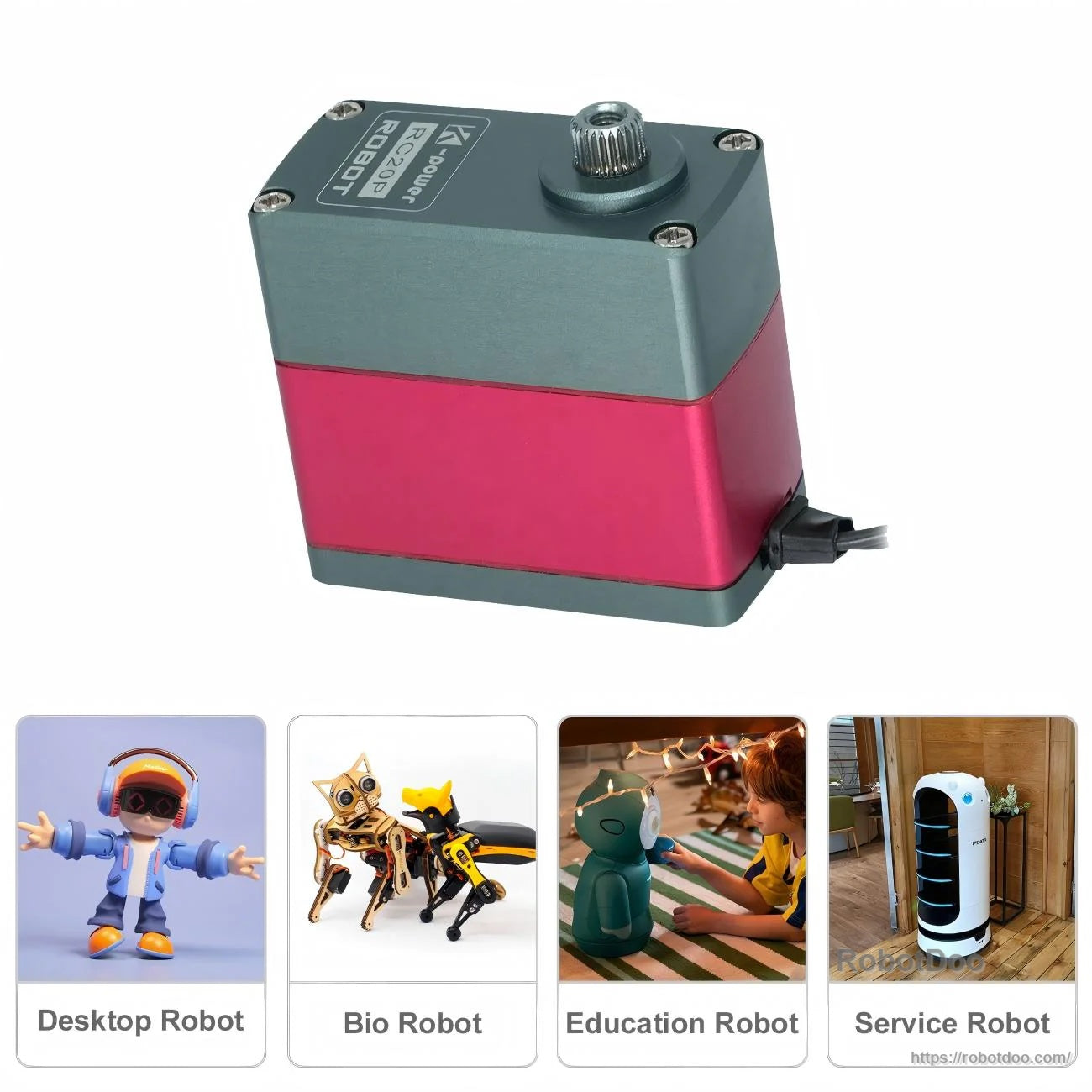 Kpower RC20P robotic servo motor with aluminum case and metal output spline, compact high‑torque design
