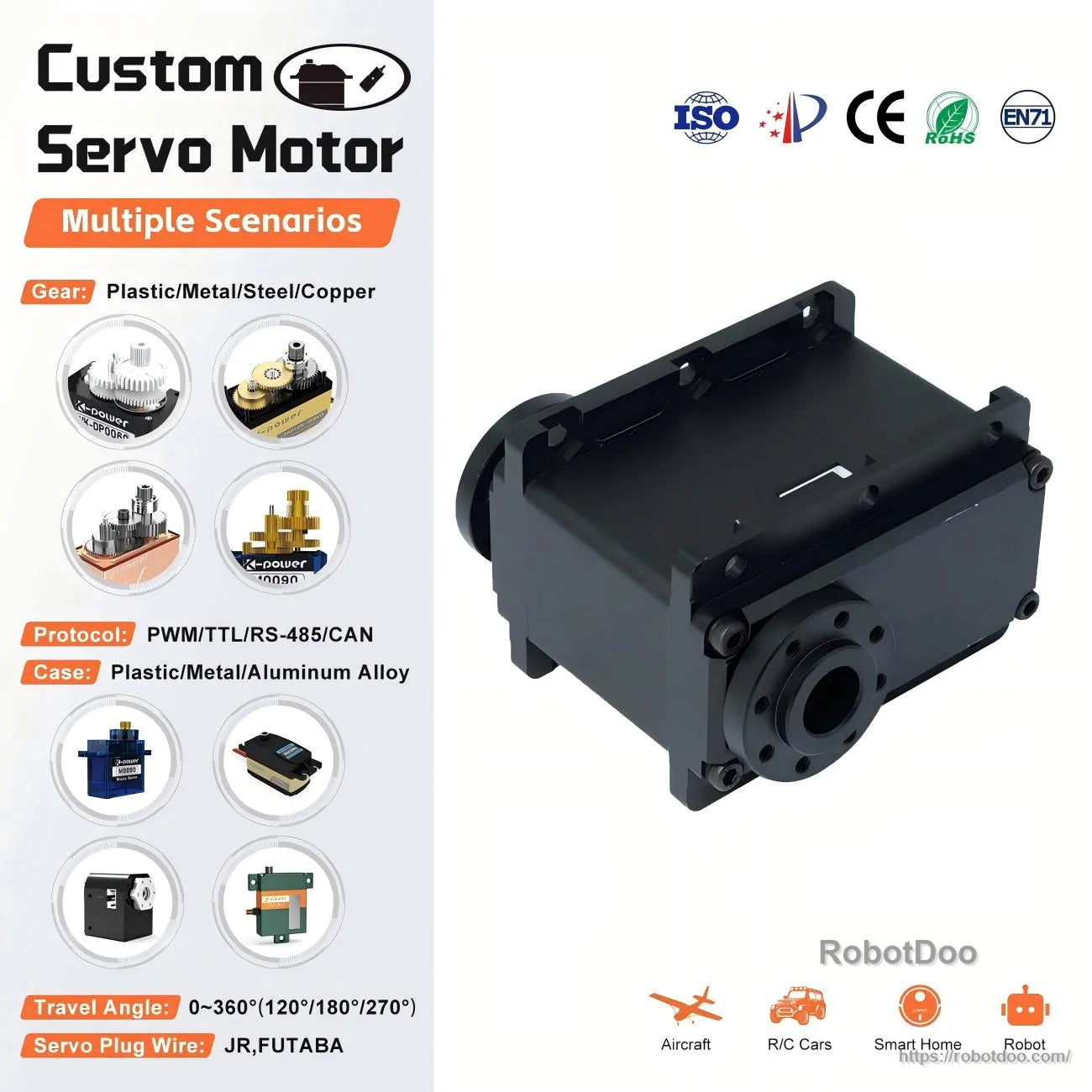 Kpower RDM200T dual-axes robotic servo motor, compact black metal housing for motion control