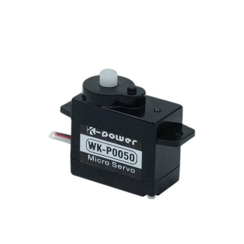 WK-P0050 micro servo motor side angle showing mounting tabs and output shaft on top
